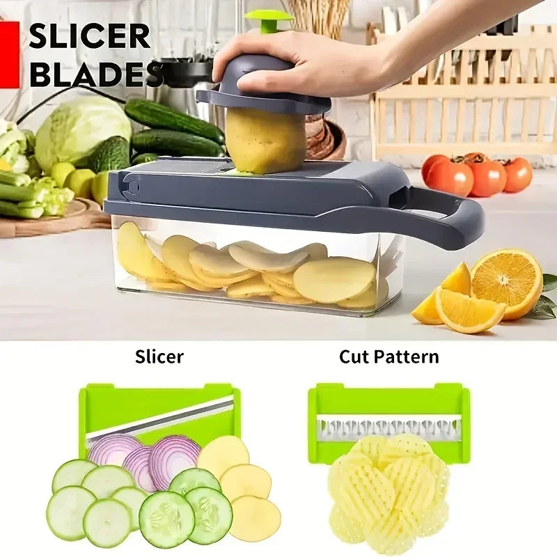 Multifunctional Vegetable Chopper Onion Chopper Handle Food Grate Food Chopper Kitchen Vegetable Slicer Dicer Cut  14/16 in 1