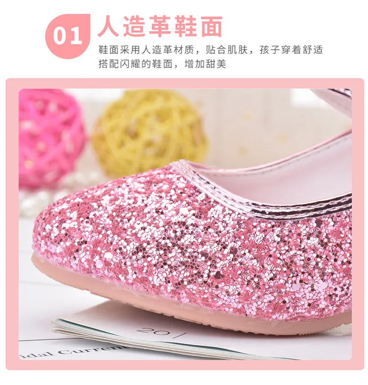 Girls' High Heel Glitter Crystal Sandals