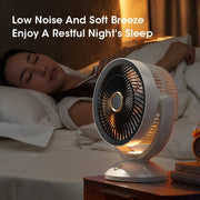 Fan USB, Table/Desktop/Wall-Mounted, 360-Degree Rotation with Light.