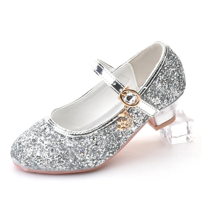 Kids High Heel Glitter Sandals Princess Dance Shoes