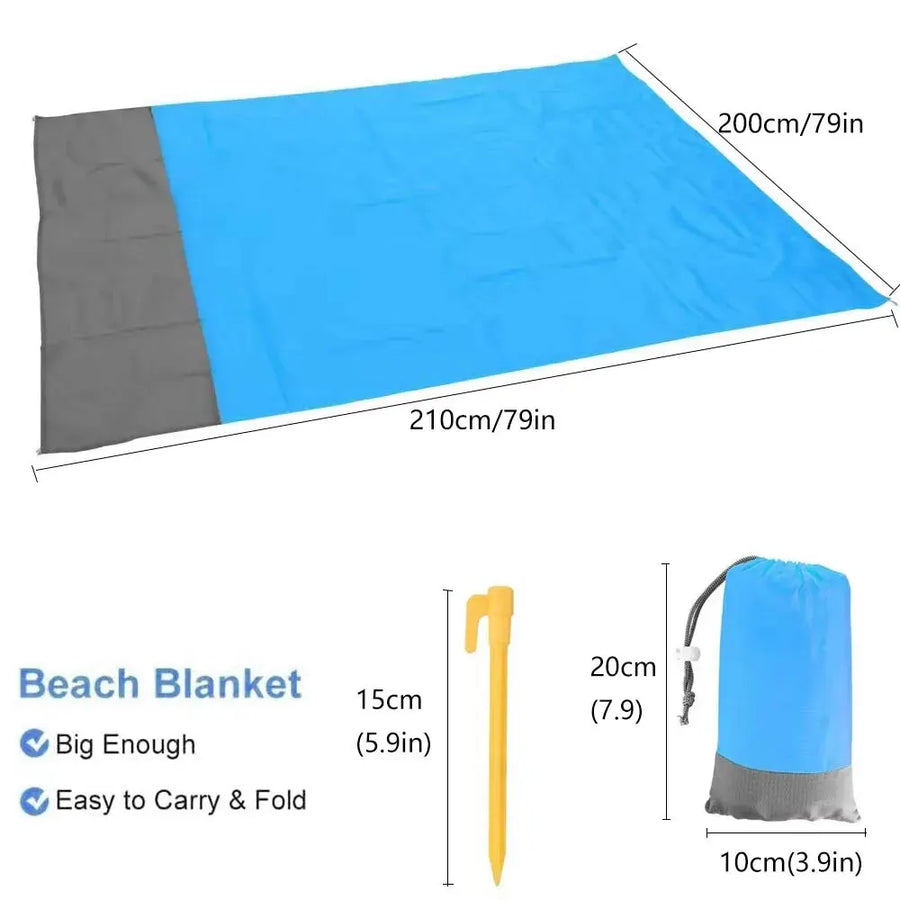 Waterproof Beach Mat, 200 x 210cm, Lightweight Picnic Blanket for Travel, Hiking, and Sports - Beach Blanket Sandproof