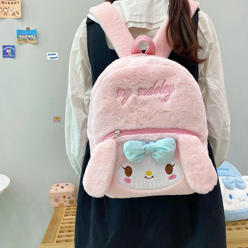 Sanrio Kuromi Cinnamon Dog Melody Cute Plush Backpack for Students