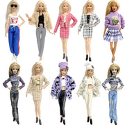 NK 1 Pcs Fashion Dress Outfit Casual Wear Shirt Party Skirt  Modern Clothes For Barbie Doll Accessories  DIY Dollhouse Toys JJ