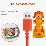 Dog Quick-Charge Cable Cute Micro USB Fast Charging Cable with a 1M Charging Line for Small Smartphones