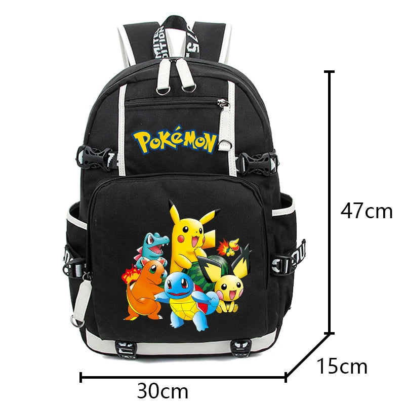 3Pcs Anime Pikachu Uzumaki Backpack Set for Teens - School & Travel Bag