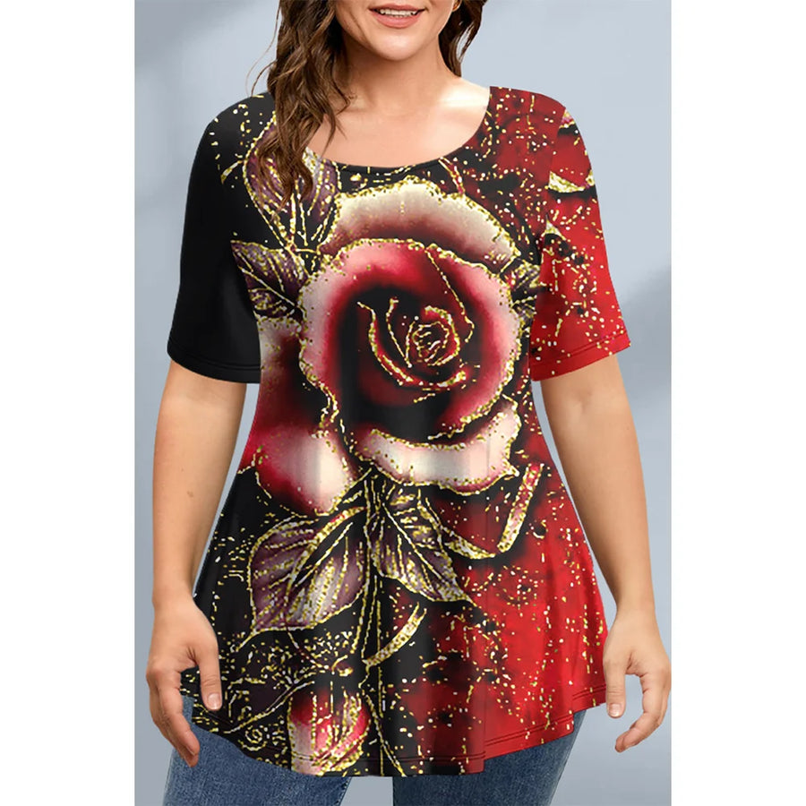 Ladies T-Shirts Summer Clothing Floral Graphic