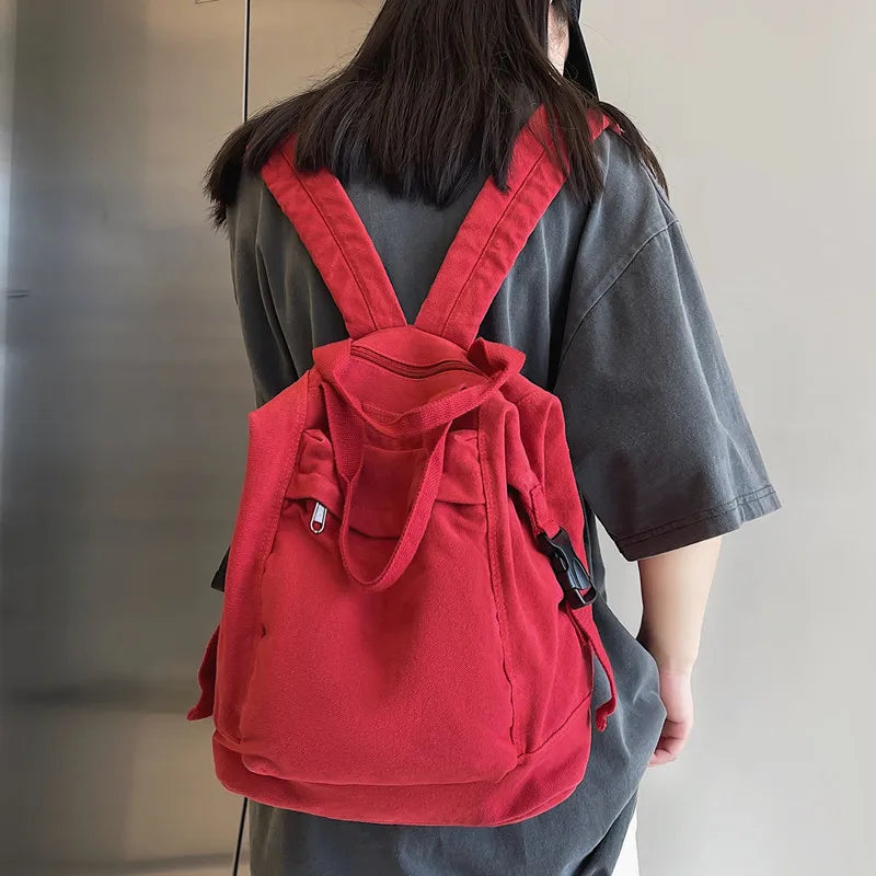 High capacity computer bag for young college students Fashion canvas handbag Women's backpack for travel storage