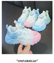 Kids' White Mesh Running Shoes with Rotating Button