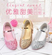 Girls' High Heel Glitter Crystal Sandals