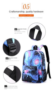 Children's 3-piece school backpack set: shoulder bag and pencil case.