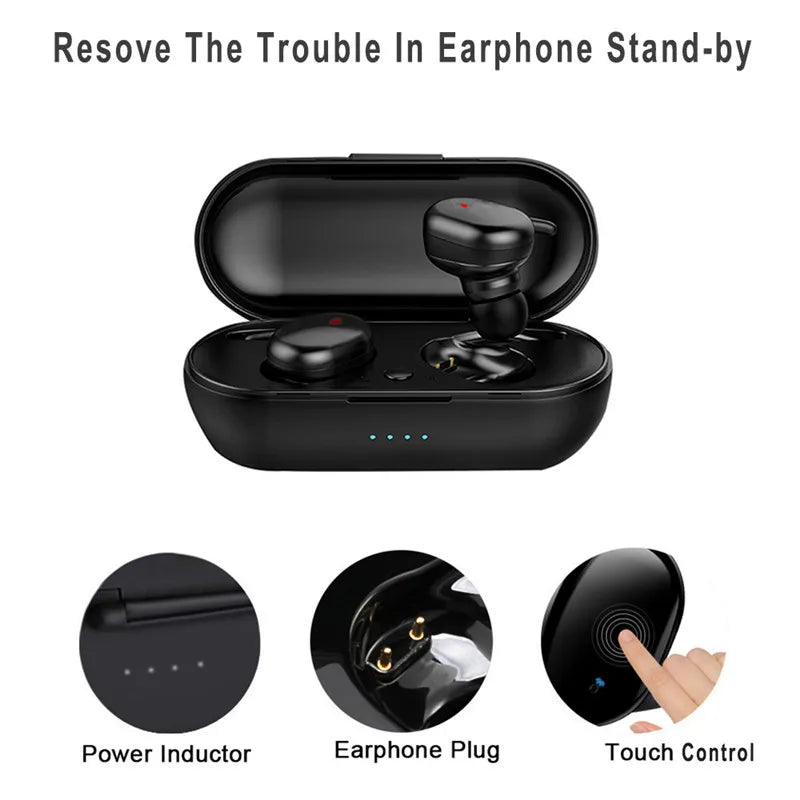 Wireless Earphones Sports Waterproof TWS Bluetooth Earbuds USB TV Adaptor Use For Television with Mic Touch Control TWS Earpiece