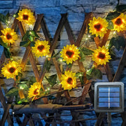 Solar Artificial Sunflower Rose String Light Garland Fairy String Lights Green Leaf Vine Light-10M 100 led  for Garden Party Decor