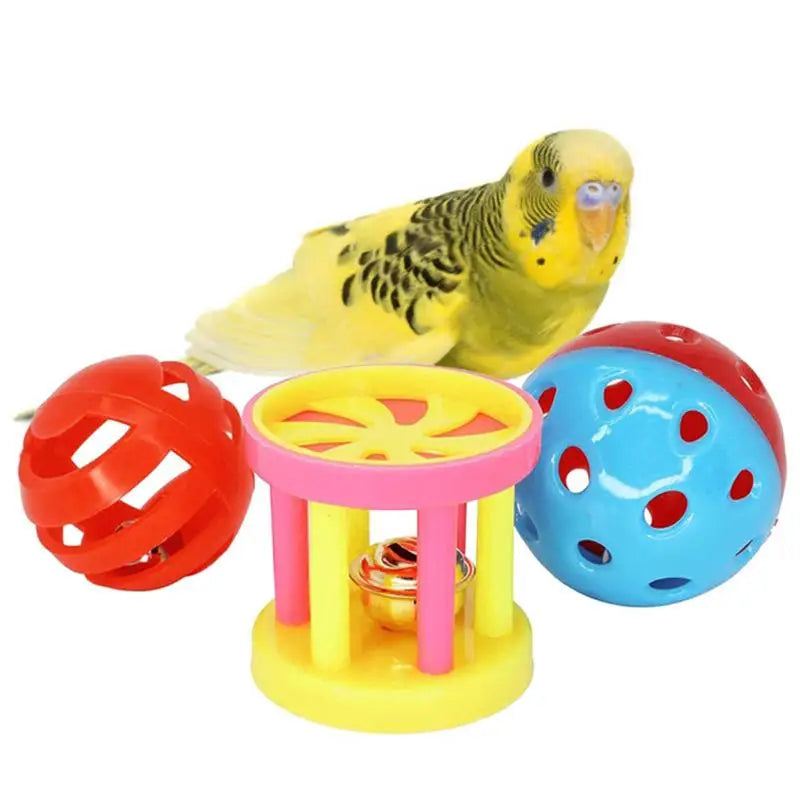 Small parrot hanging hammock with bell perch ladder toys.