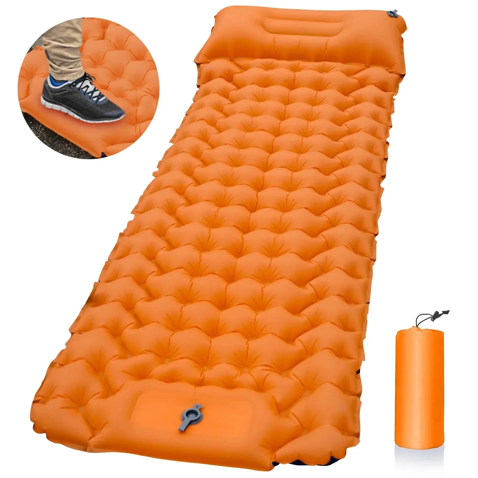 Sleeping Pad Camping Inflatable Mattress with Pillows Travel Mat Folding Bed Ultralight Air Cushion Hiking Trekking