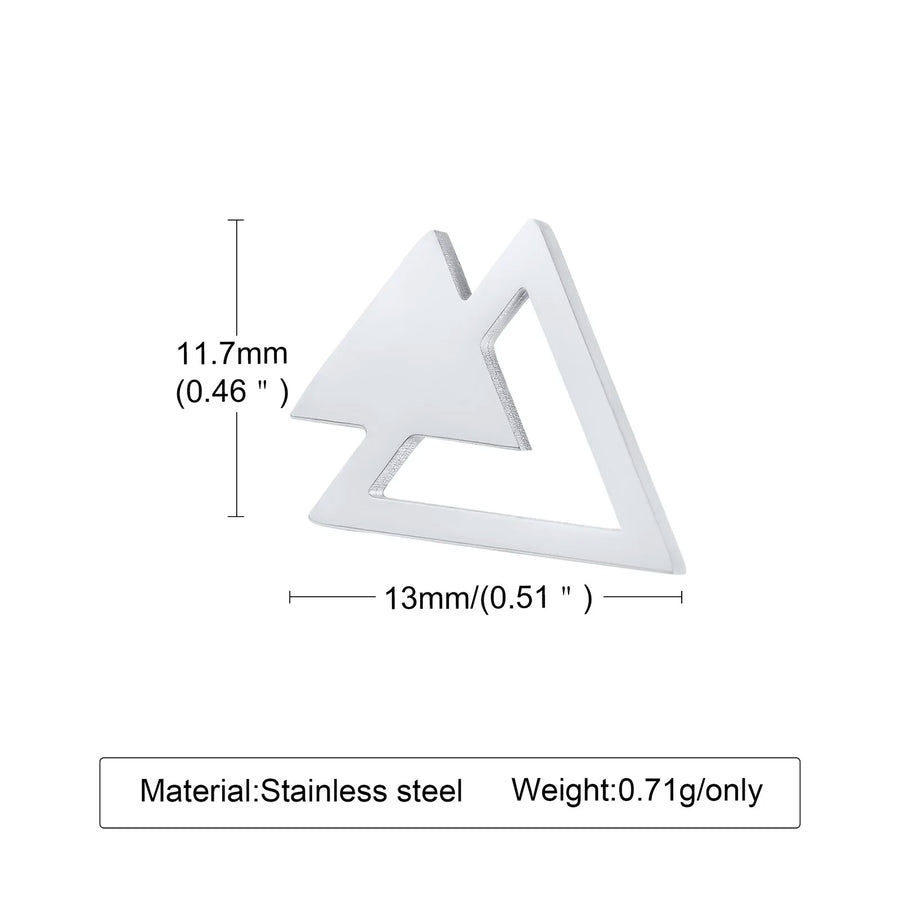 Men Earring, Stainless Steel Double Triangle Arrow