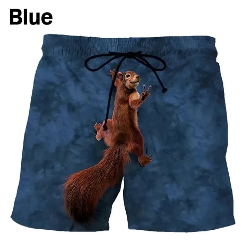 Animal Print Beach Shorts for Men, Cute Pet Board Shorts, Casual Quick Dry Swim Trunks
