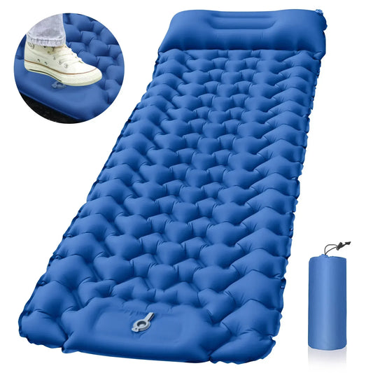 Sleeping Pad Camping Inflatable Mattress with Pillows Travel Mat Folding Bed Ultralight Air Cushion Hiking Trekking