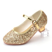 Glitter Crystal High Heel Sandals for Kids' Dance and Performance