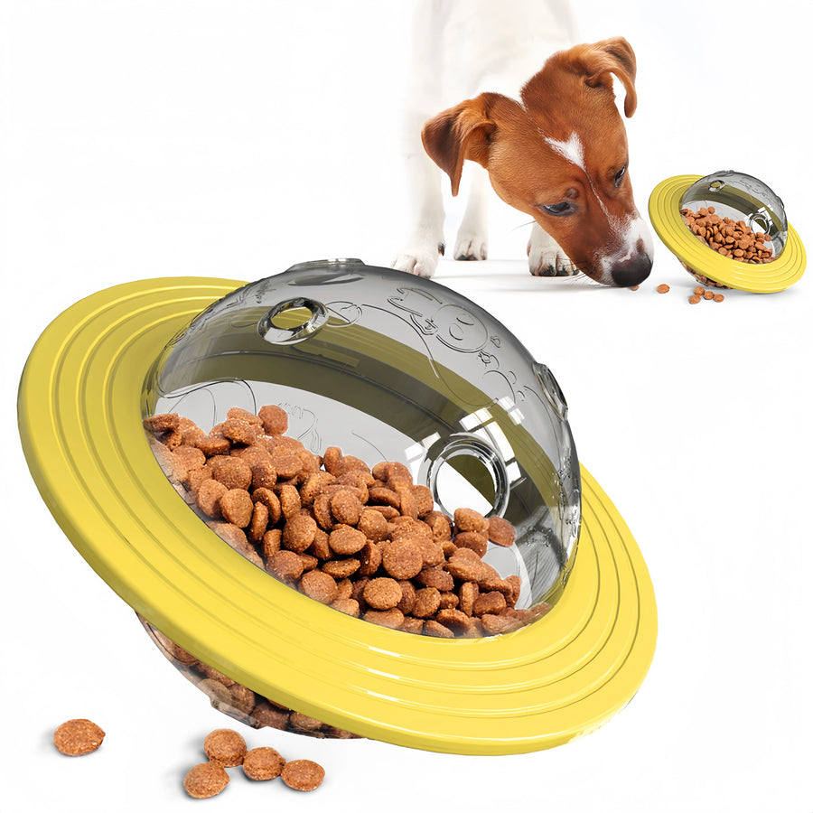 Durable interactive dog toy with treat dispensing for good habits.