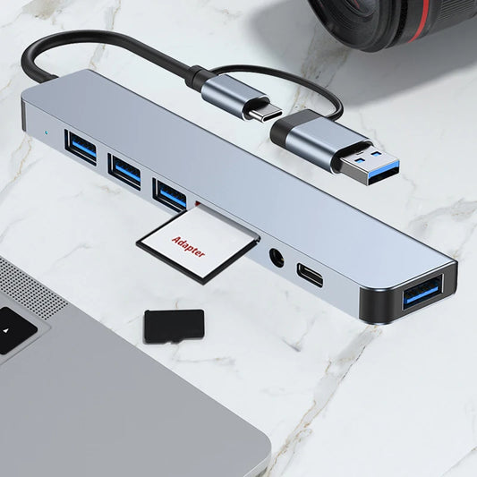 8-IN-2 USB Hub 3.0 C Hub Dock 5Gbps Speed USB Splitter C to USB OTG for Macbook Pro
