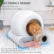 Smart automatic cat litter box, fully enclosed for self-cleaning. Ideal pet toilet litter tray. English version.