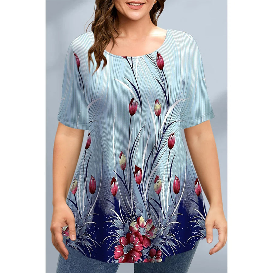Ladies T-Shirts Summer Clothing Floral Graphic