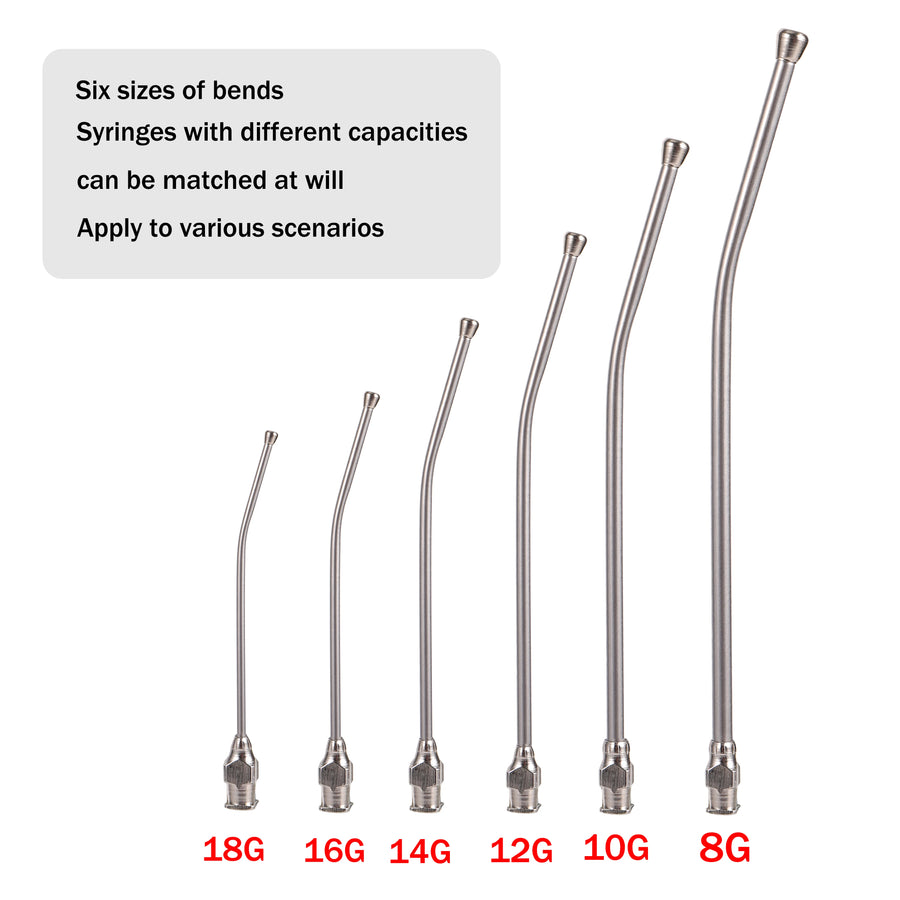 Parrot feeding syringe with 6 curved gavage tubes, 3 sizes.