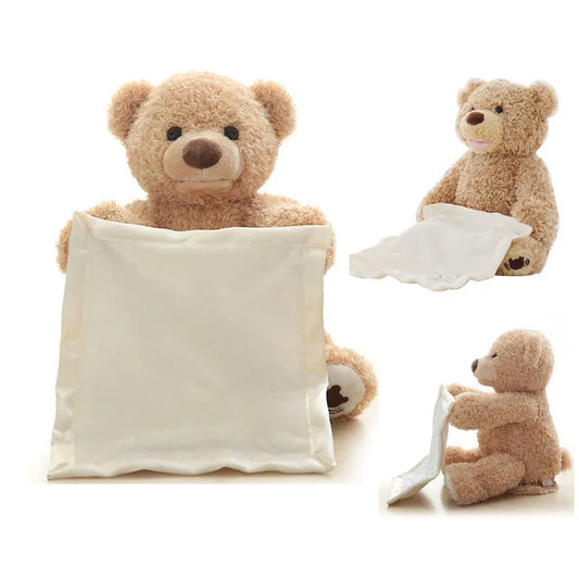 Cute Bear Hide Play Seek Toy Stuffed Animal Talking Music Shy Bear Electric Musical Peekaboo Bears 33cm Birthday Christmas Gift