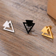 Men Earring, Stainless Steel Double Triangle Arrow