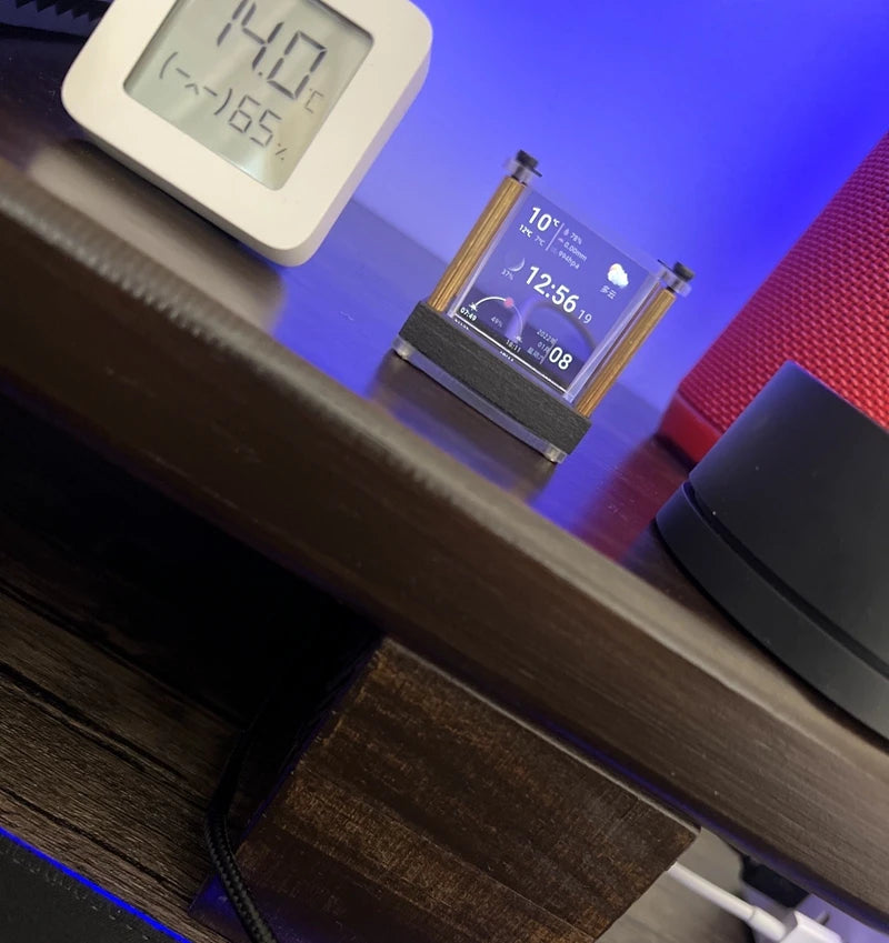 Translucent desktop TV with WIFI, weather forecast, clock, date, stock.