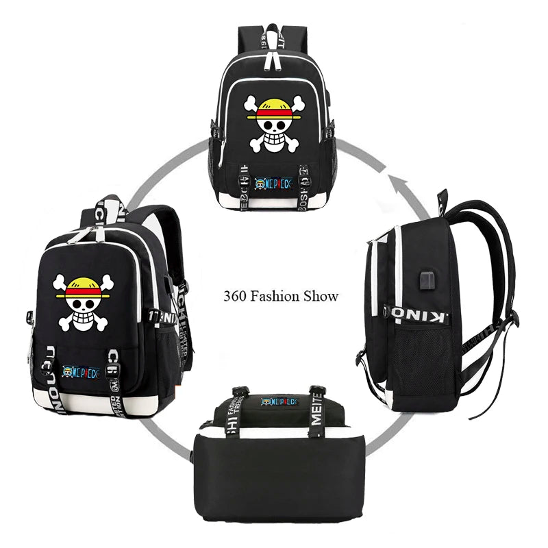 One Piece Backpack Large Capacity for Teens Boys Girls School 3Pcs set