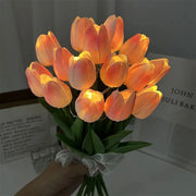 5/10pcs LED Tulip Artificial Flower Bouquet - PU Fake Flowers for Home and Garden Decoration, Wedding, and Birthday Gifts.