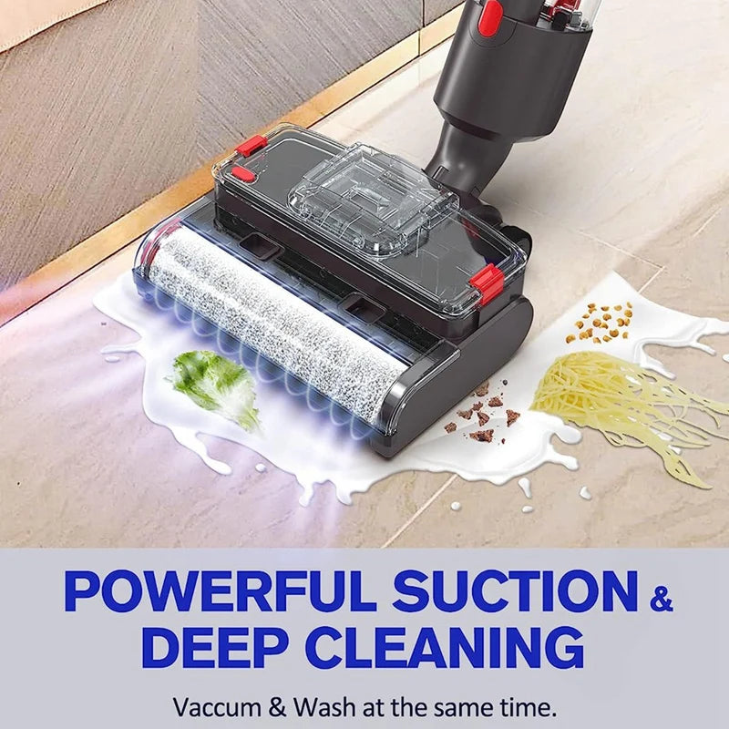 Electric Wet Dry Mopping Head Vacuum Cleaner, Automatic Cleaning Roller Brush For Hard Floor