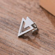 Men Earring, Stainless Steel Double Triangle Arrow