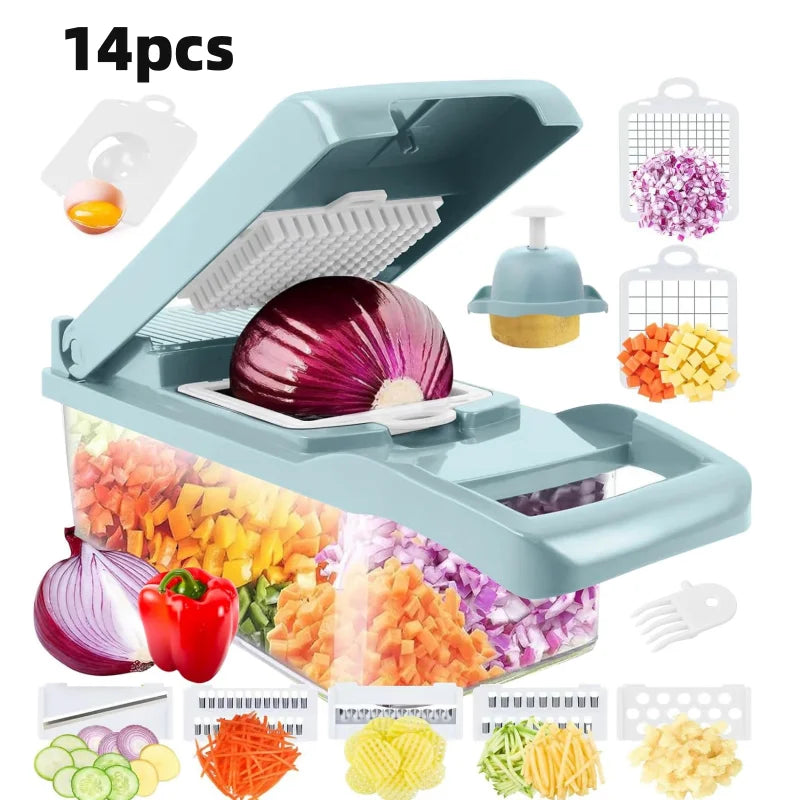 Vegetable Chopper, Multifunctional Fruit Slicer, Manual Food Grater, Vegetable Slicer, Cutter With Container