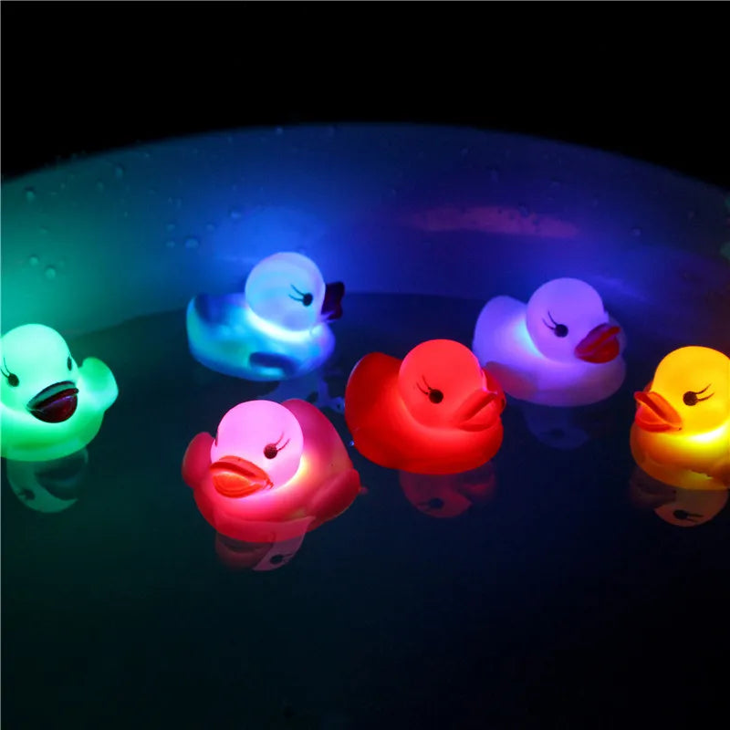 6pcs LED Water Sensor Luminous Duck Toy for Baby Kids