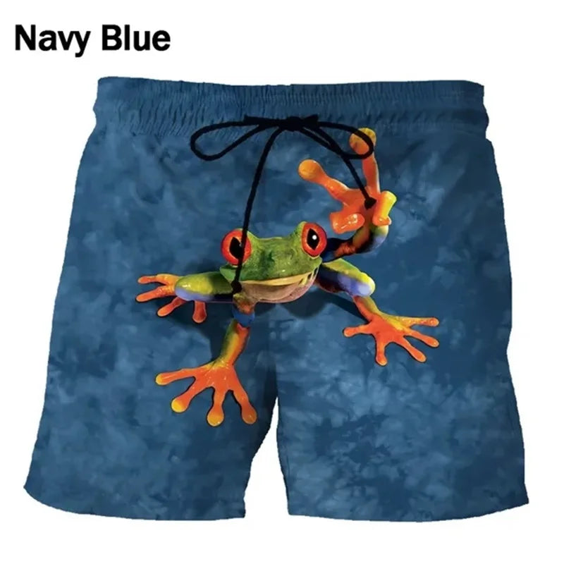Animal Print Beach Shorts for Men, Cute Pet Board Shorts, Casual Quick Dry Swim Trunks