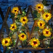 Solar Artificial Sunflower Rose String Light Garland Fairy String Lights Green Leaf Vine Light-10M 100 led  for Garden Party Decor