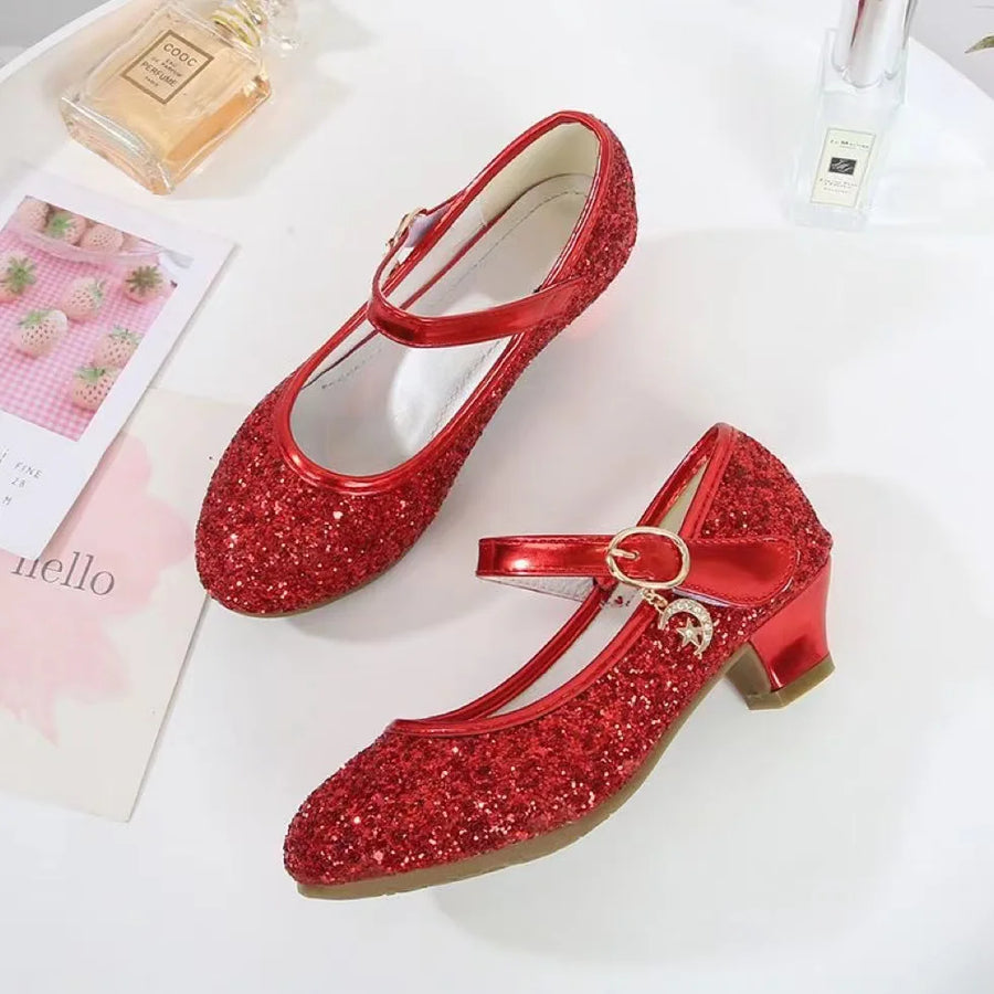 Kids High Heel Glitter Sandals Princess Dance Shoes