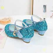 Girls Shoes Children High Heel Glitter Crystal Sandals Fashion Buckle Kids Princess Dance Shoe Student Performance Leather Shoes