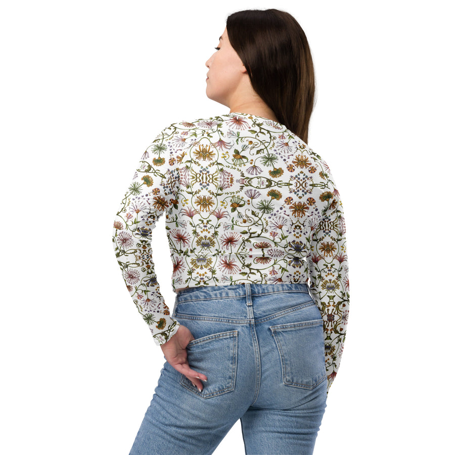 Recycled long-sleeve floral print crop top