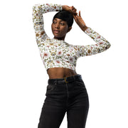 Recycled long-sleeve floral print crop top