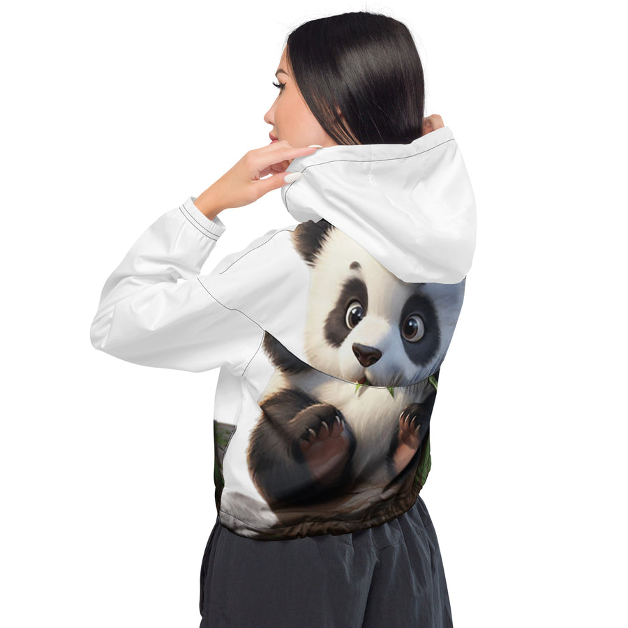 Women’s cropped Panda Printed windbreaker