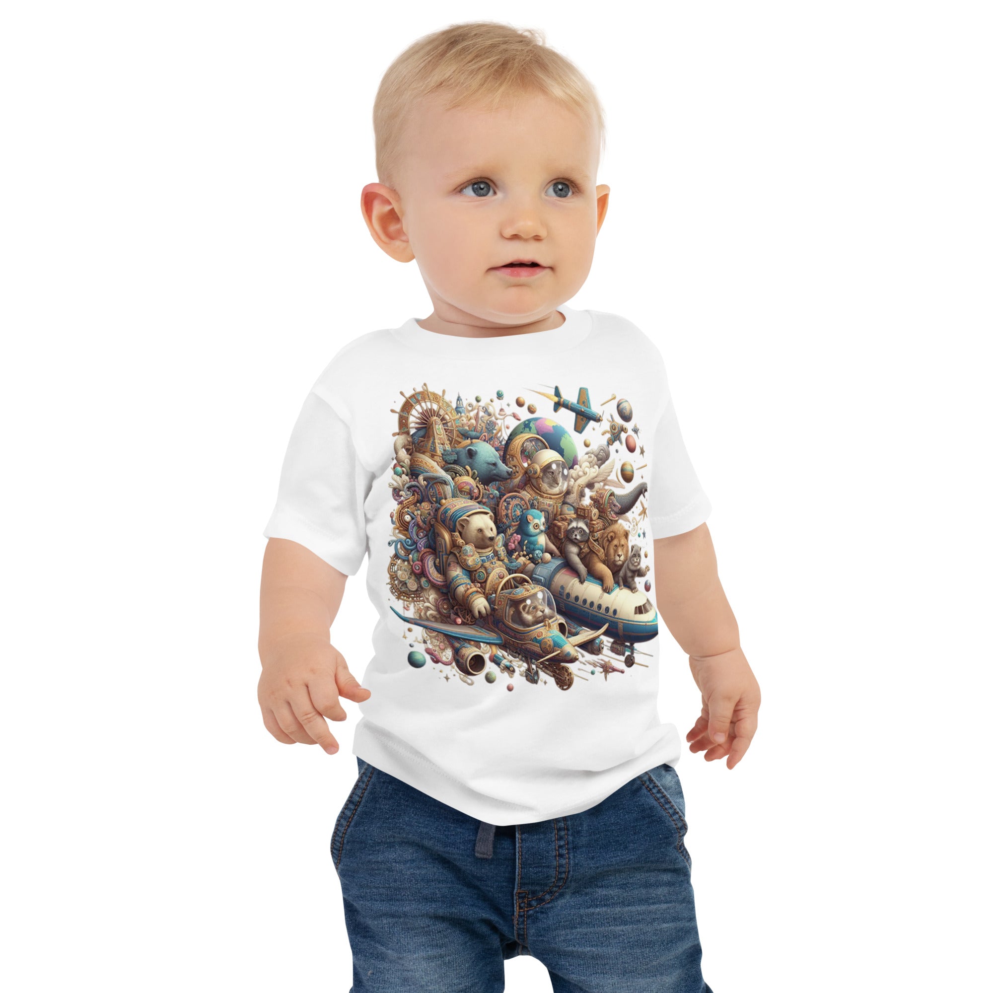 Baby Animals Space Adventure-03 Jersey Short Sleeve Tee