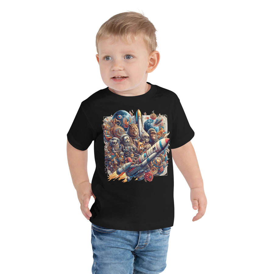 Toddler Animals Space Adventure-02 Short Sleeve Tee