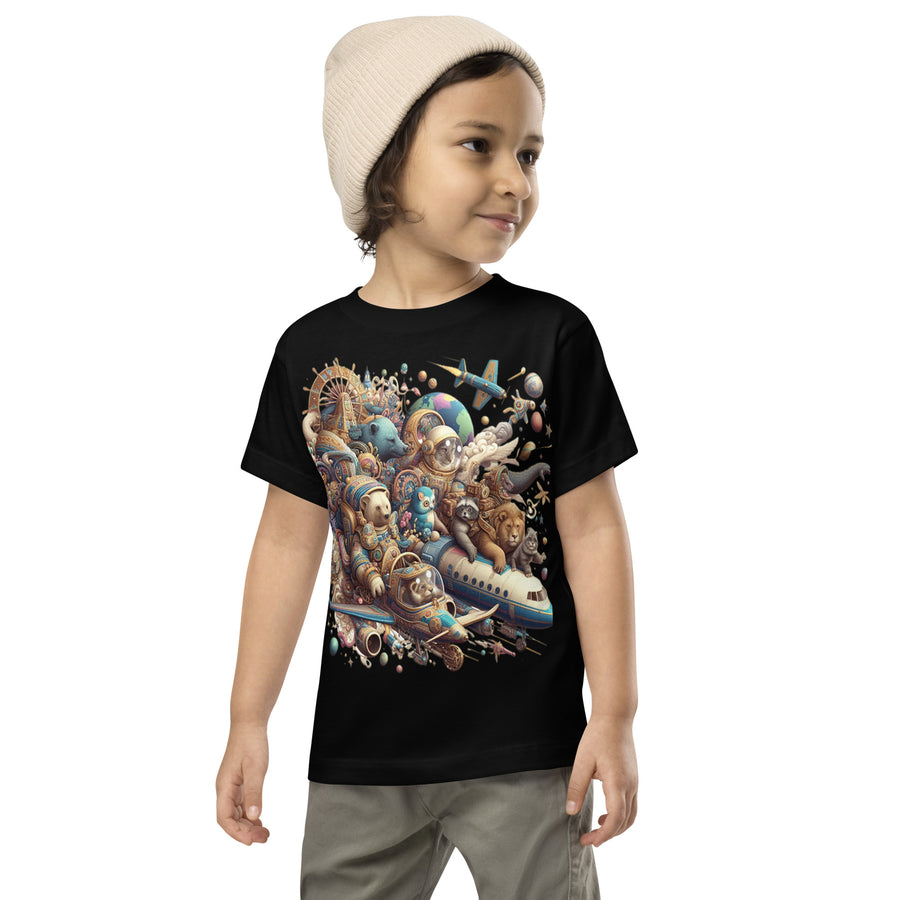 Toddler Animals Space Adventure-03 Short Sleeve Tee