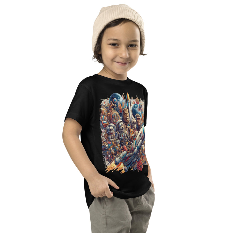 Toddler Animals Space Adventure-02 Short Sleeve Tee