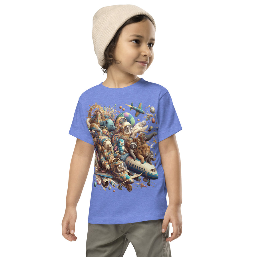 Toddler Animals Space Adventure-03 Short Sleeve Tee