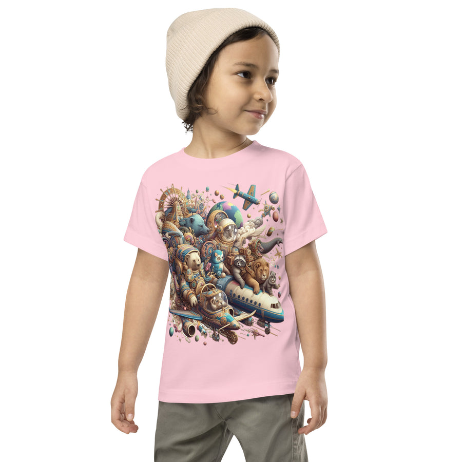 Toddler Animals Space Adventure-03 Short Sleeve Tee