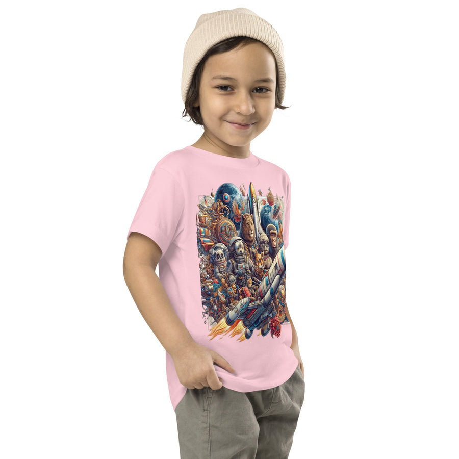 Toddler Animals Space Adventure-02 Short Sleeve Tee